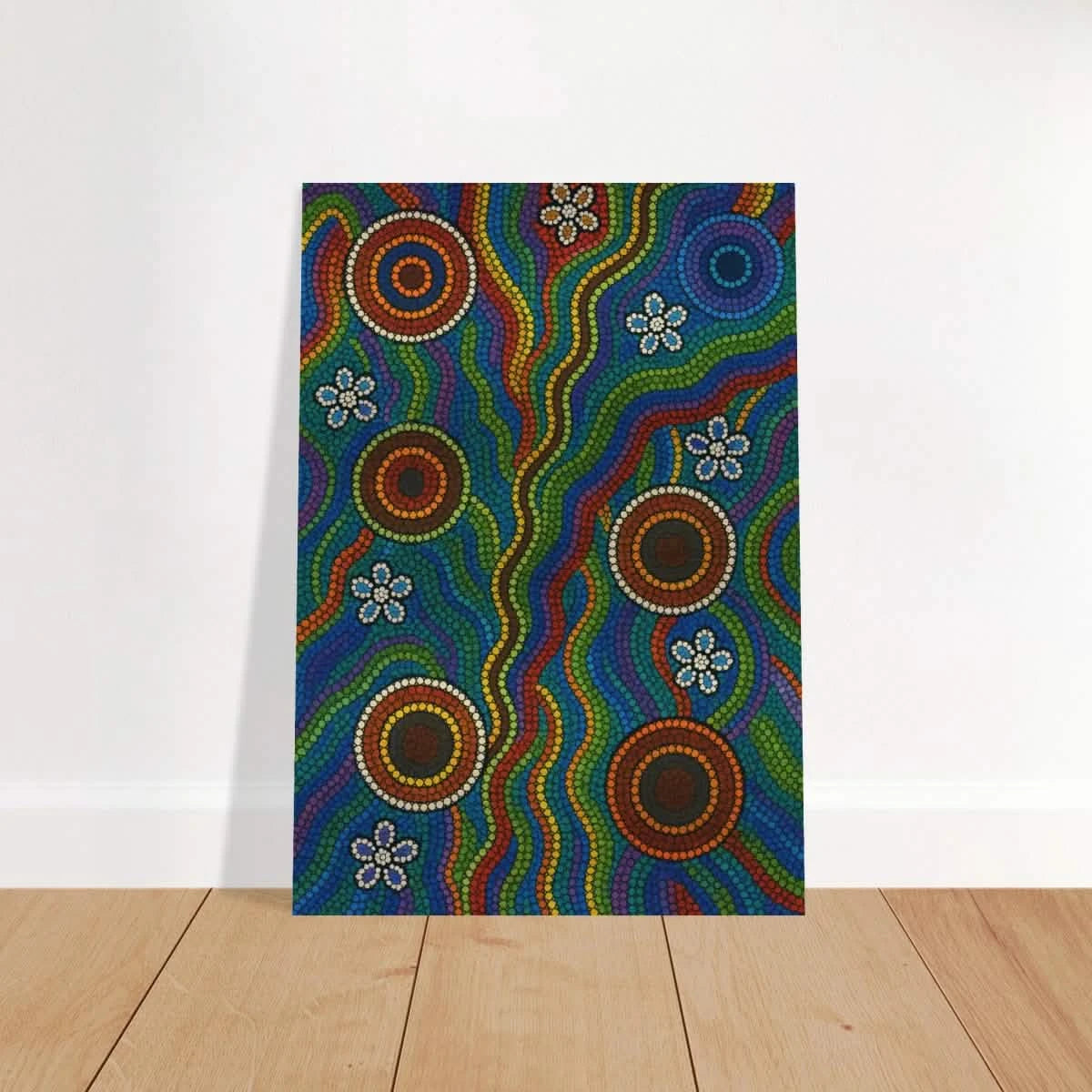 Rainbow Dreaming Aboriginal Wall Art Print - Brushed Aluminum Print - 70x100 cm / 28x40″ -