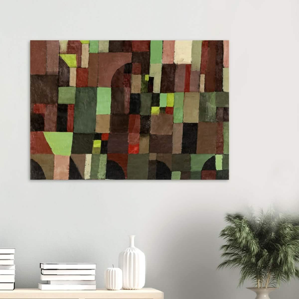 Red And Green Architecture by Paul Klee 1922 - Wood Prints - 70x100 cm / 28x40″ - 10 mm