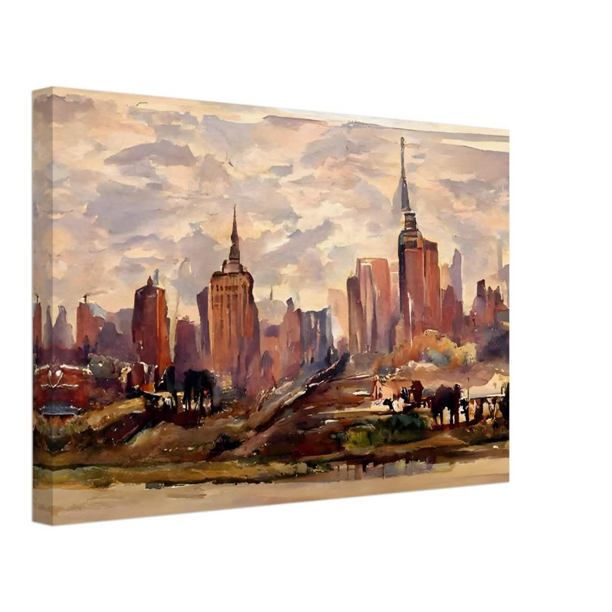 Reflections of Metropolis | Impressionist Urban Landscape Wall art Print - Canvas - 30x45 cm / 12x18″ -
