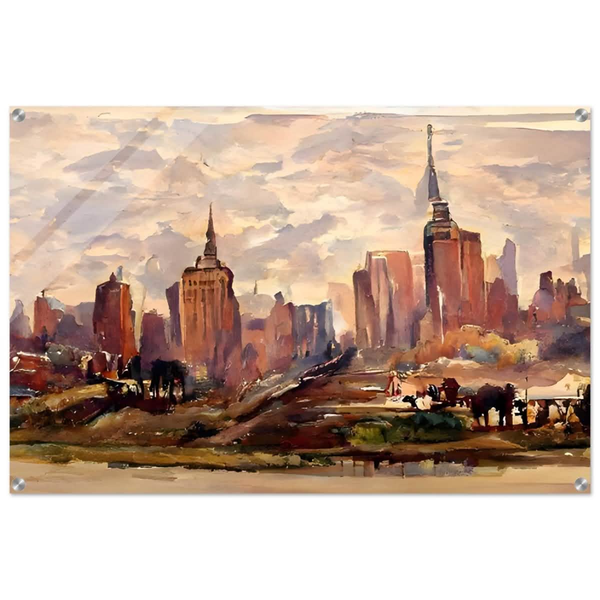 Reflections of Metropolis | Impressionist Urban Landscape Wall art Print - Acrylic Print - 60x90 cm / 24x36″ -