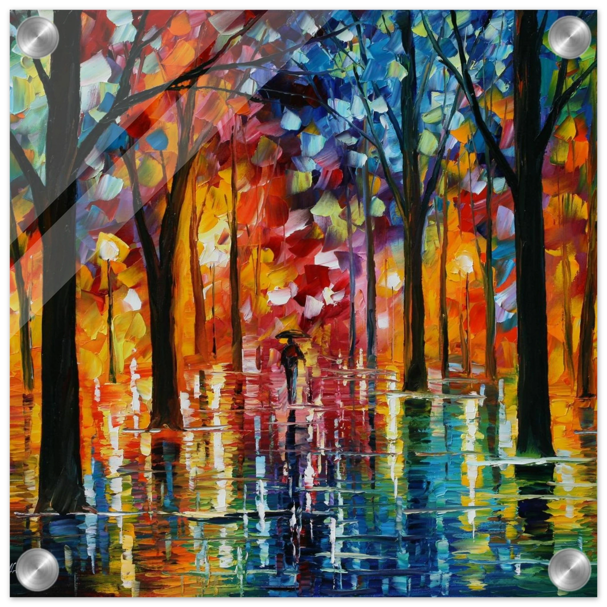 Reflections of Twilight – Vibrant Abstract City Park Wall Art - Acrylic Print - 30x30 cm / 12x12″ -