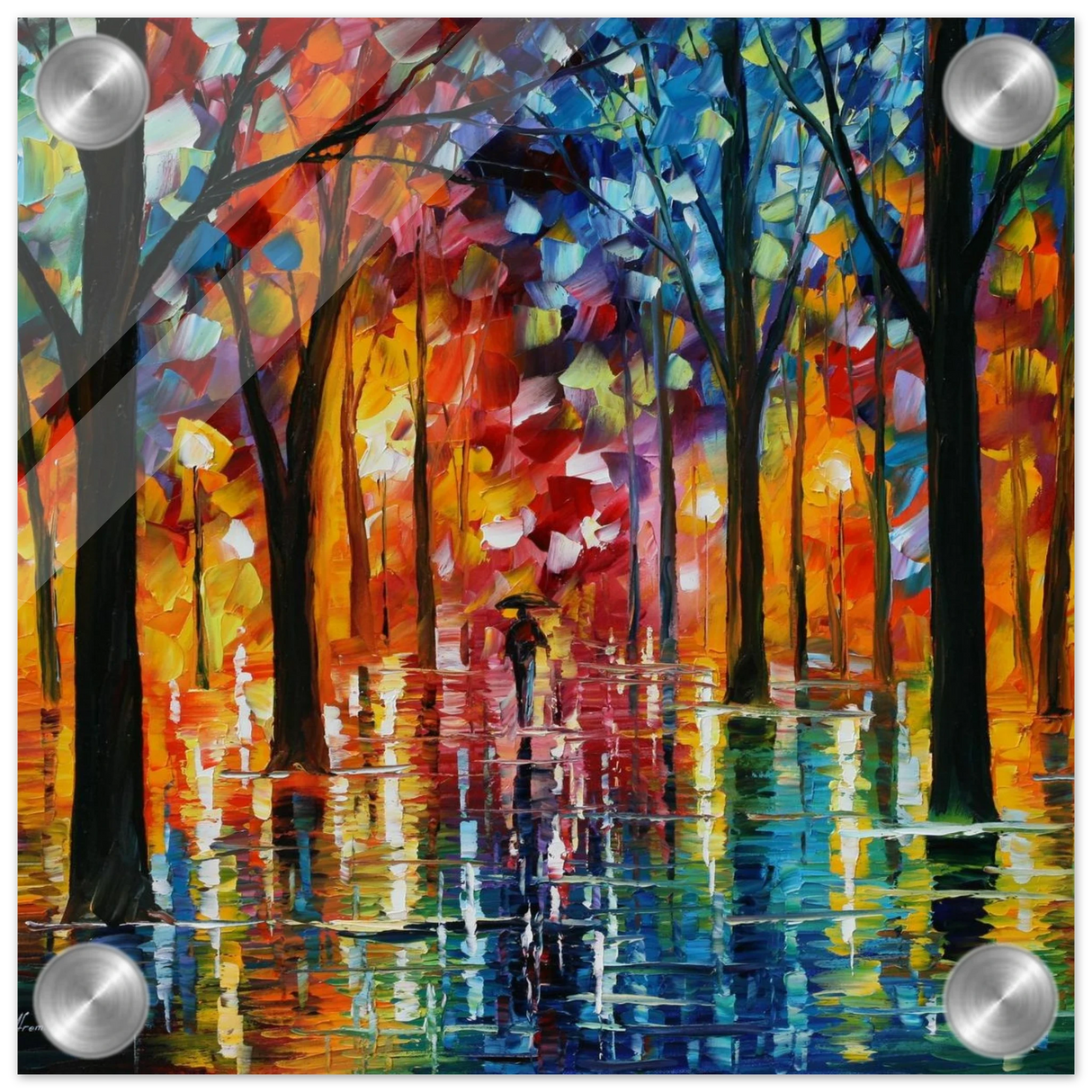 Reflections of Twilight – Vibrant Abstract City Park Wall Art - Acrylic Print - 20x20 cm / 8x8″ -