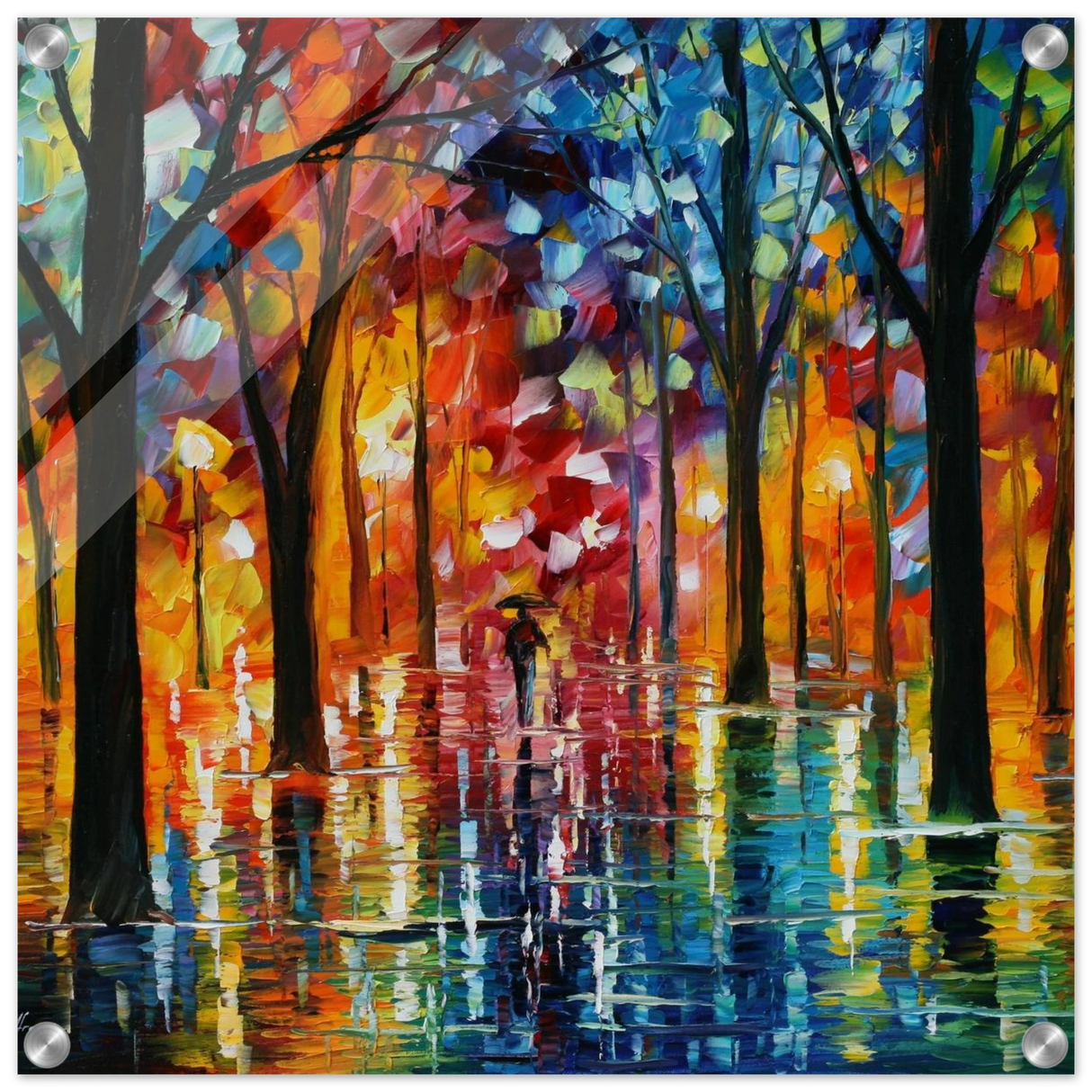 Reflections of Twilight – Vibrant Abstract City Park Wall Art - Acrylic Print - 50x50 cm / 20x20″ -