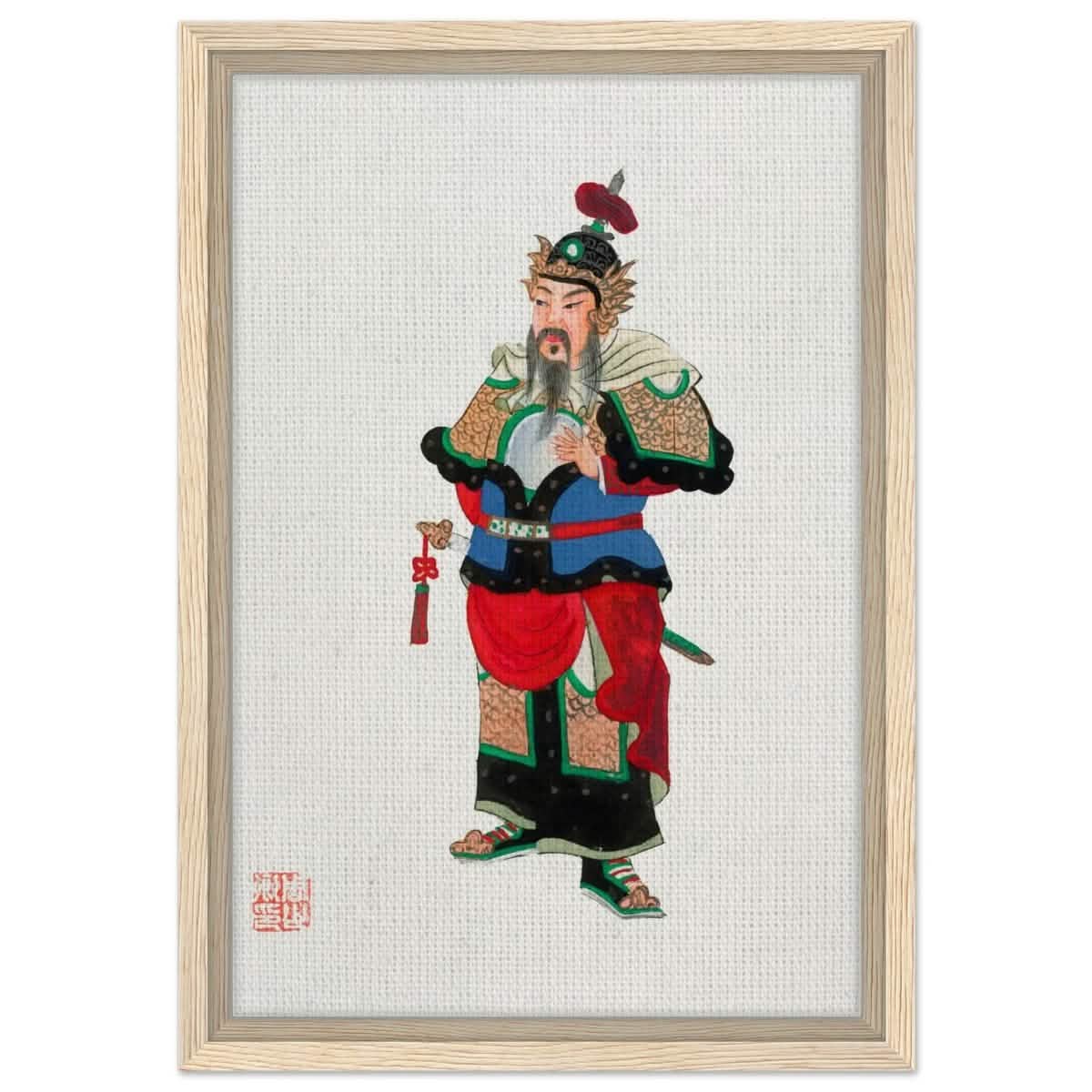 Regal Warrior's Tale | Traditional Chinese Historical Art - Framed Canvas - 30x45 cm / 12x18″ - Wood frame
