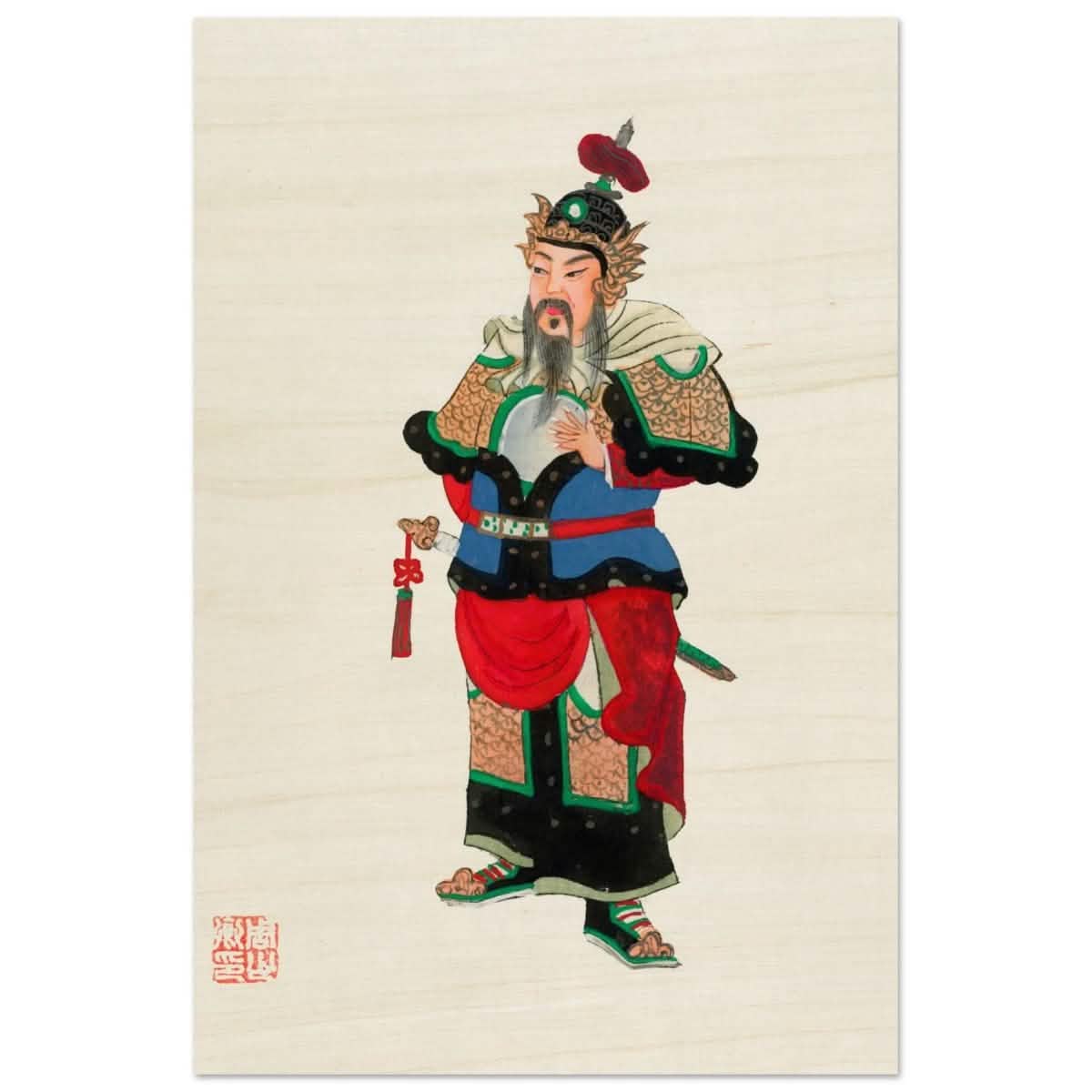 Regal Warrior's Tale | Traditional Chinese Historical Art - Wood Prints - 40x60 cm / 16x24″ -