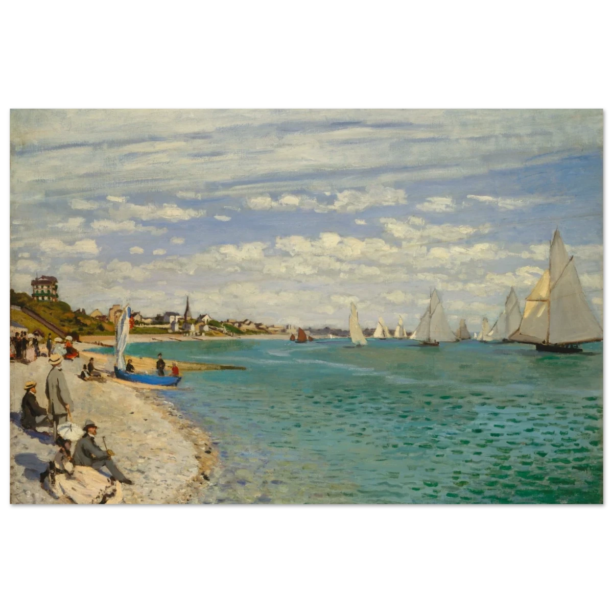 Regatta at Sainte - Adresse – Claude Monet Coastal Impressionist Wall Art Print - Wood Prints - 50x75 cm / 20x30″ -