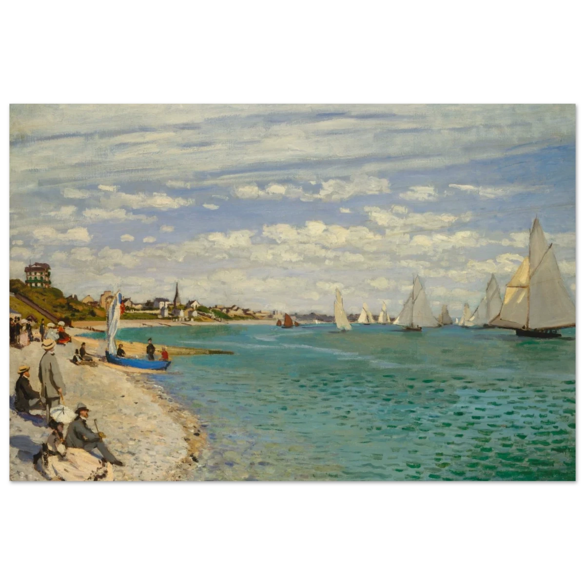 Regatta at Sainte - Adresse – Claude Monet Coastal Impressionist Wall Art Print - Wood Prints - 20x30 cm / 8x12″ -