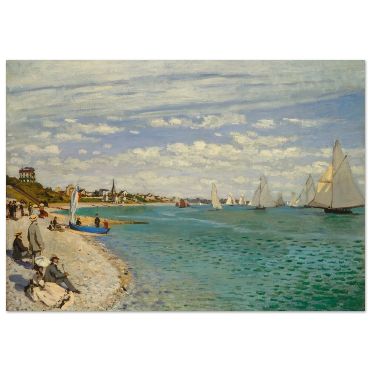 Regatta at Sainte - Adresse – Claude Monet Coastal Impressionist Wall Art Print - Wood Prints - 70x100 cm / 28x40″ -
