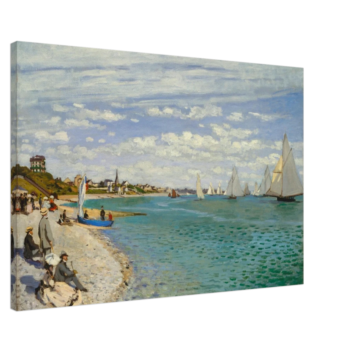 Regatta at Sainte - Adresse – Claude Monet Coastal Impressionist Wall Art Print - Canvas - 60x90 cm / 24x36″ -