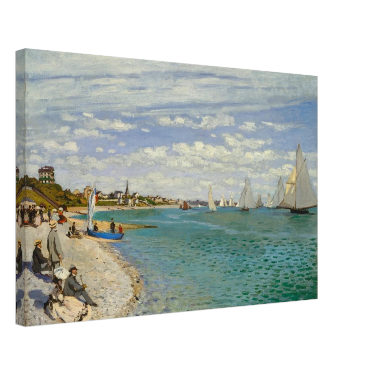 Regatta at Sainte - Adresse – Claude Monet Coastal Impressionist Wall Art Print - Canvas - 40x60 cm / 16x24″ -