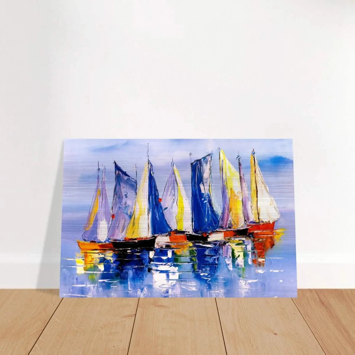Regatta Reflections – Colourful Sailboats Wall Art Print - Brushed Aluminum Print - 40x60 cm / 16x24″ -