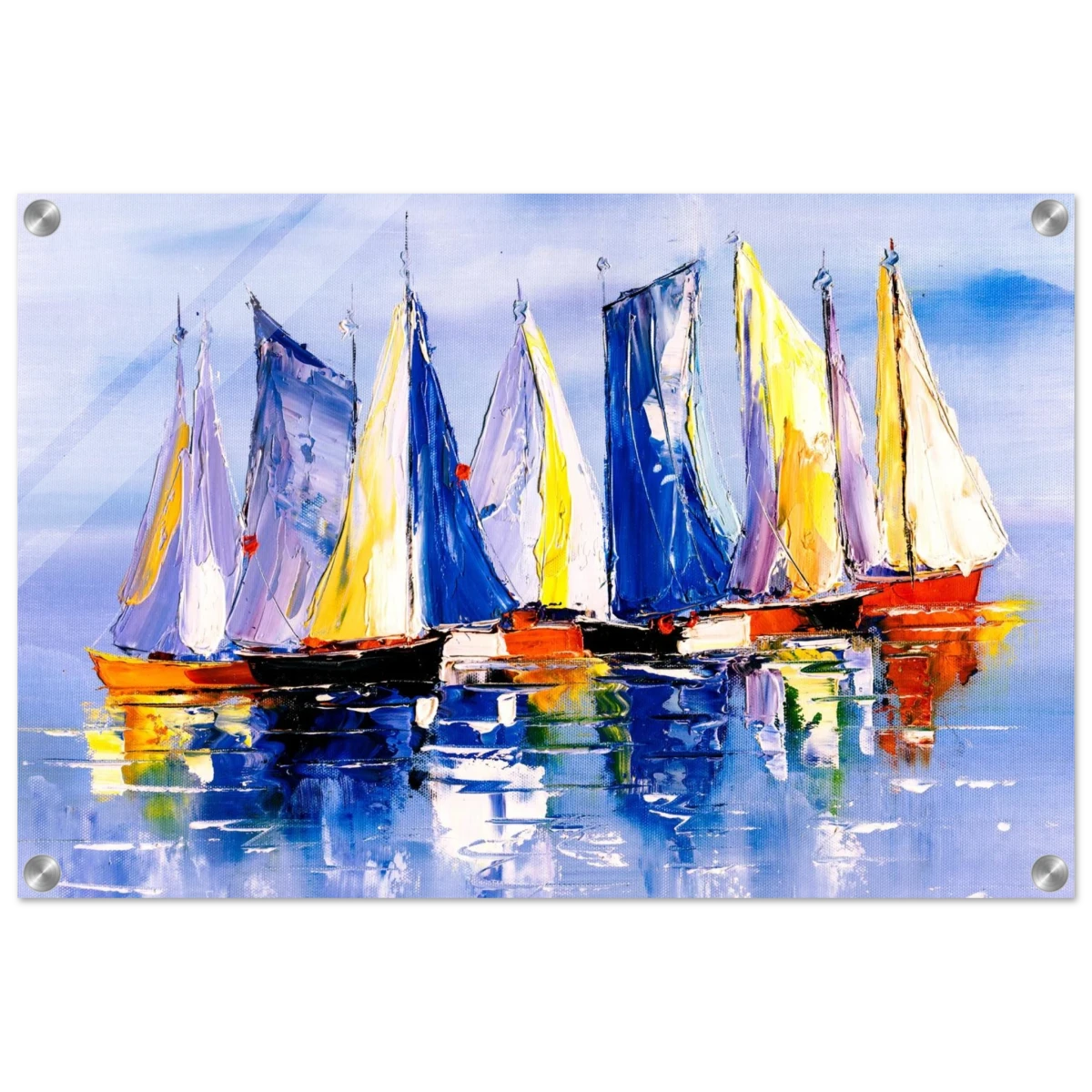 Regatta Reflections – Colourful Sailboats Wall Art Print - Acrylic Print - 40x60 cm / 16x24″ -
