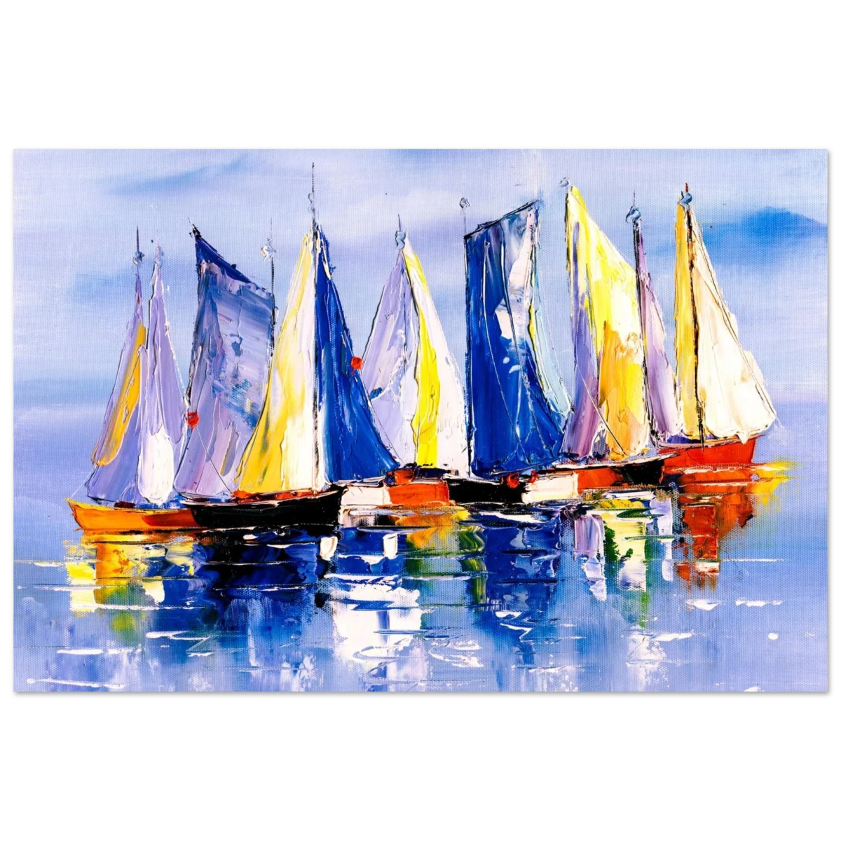 Regatta Reflections – Colourful Sailboats Wall Art Print - Fine Art Poster - 40x60 cm / 16x24″ -