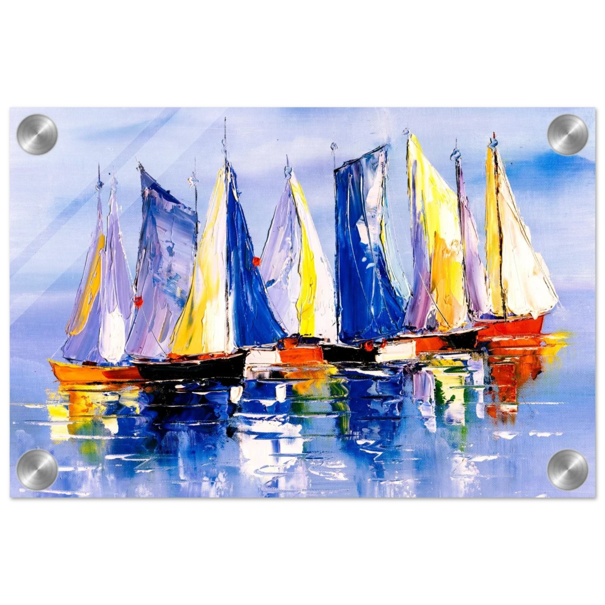 Regatta Reflections – Colourful Sailboats Wall Art Print - Acrylic Print - 20x30 cm / 8x12″ -