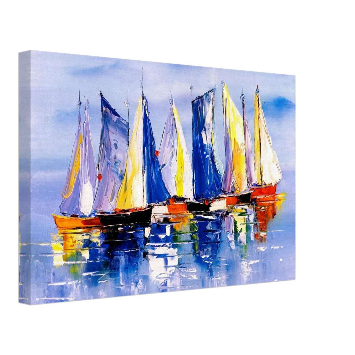 Regatta Reflections – Colourful Sailboats Wall Art Print - Canvas - 30x45 cm / 12x18″ -