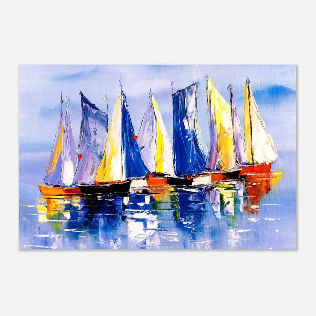 Regatta Reflections – Colourful Sailboats Wall Art Print - Aluminum Print - 20x30 cm / 8x12″ -