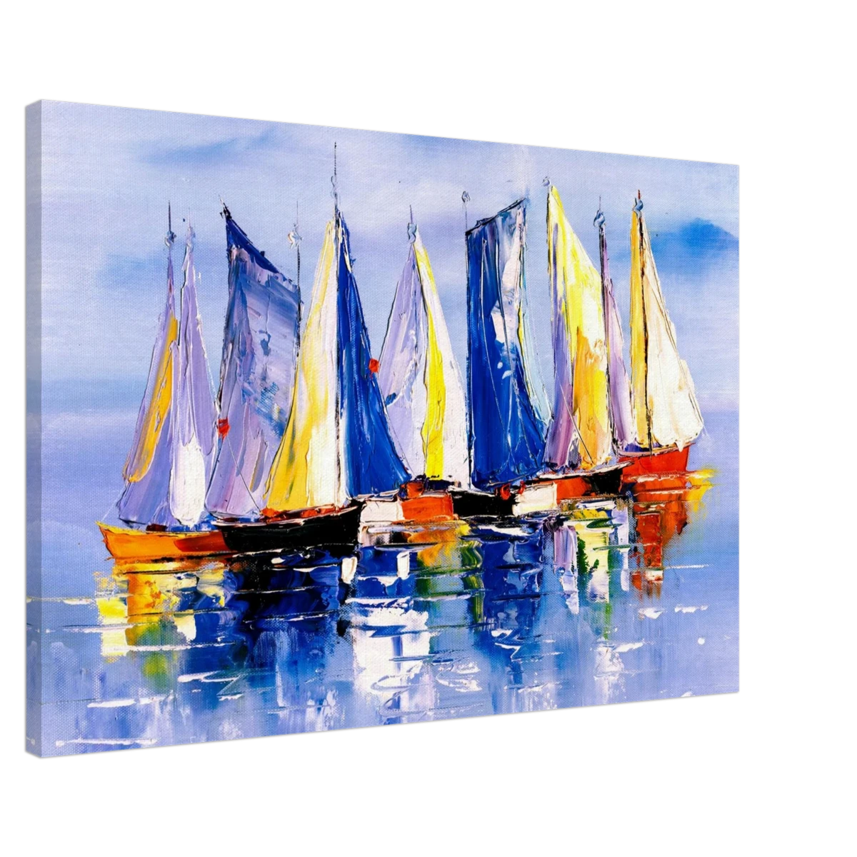 Regatta Reflections – Colourful Sailboats Wall Art Print - Canvas - 60x90 cm / 24x36″ -