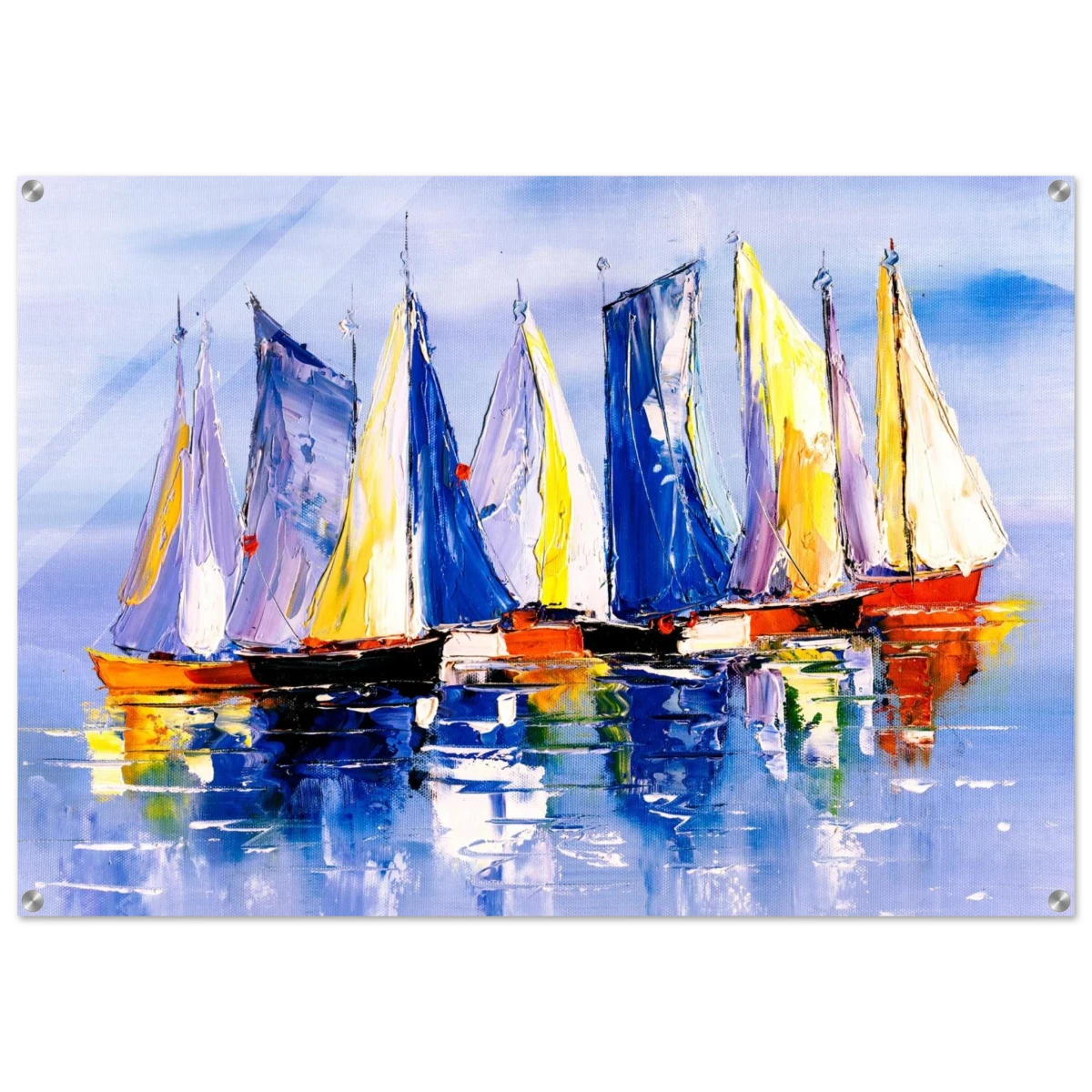 Regatta Reflections – Colourful Sailboats Wall Art Print - Acrylic Print - 70x100 cm / 28x40″ -