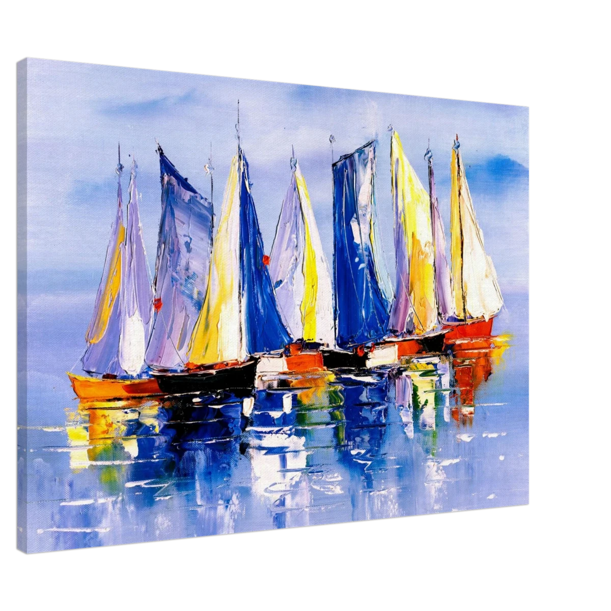 Regatta Reflections – Colourful Sailboats Wall Art Print - Canvas - 70x100 cm / 28x40″ -