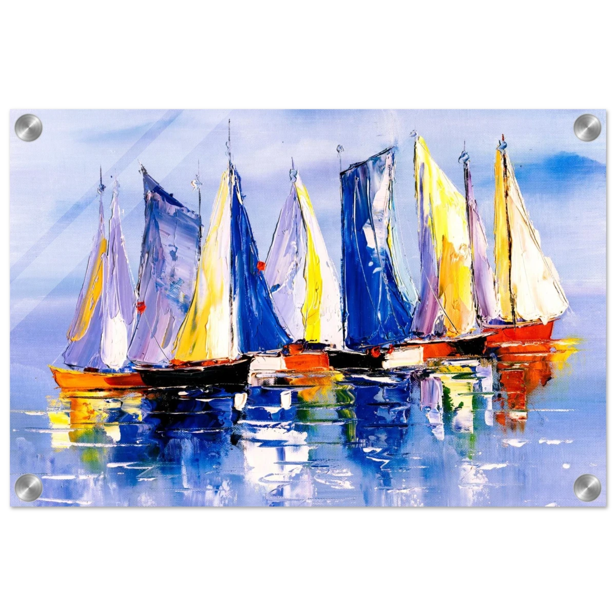 Regatta Reflections – Colourful Sailboats Wall Art Print - Acrylic Print - 30x45 cm / 12x18″ -