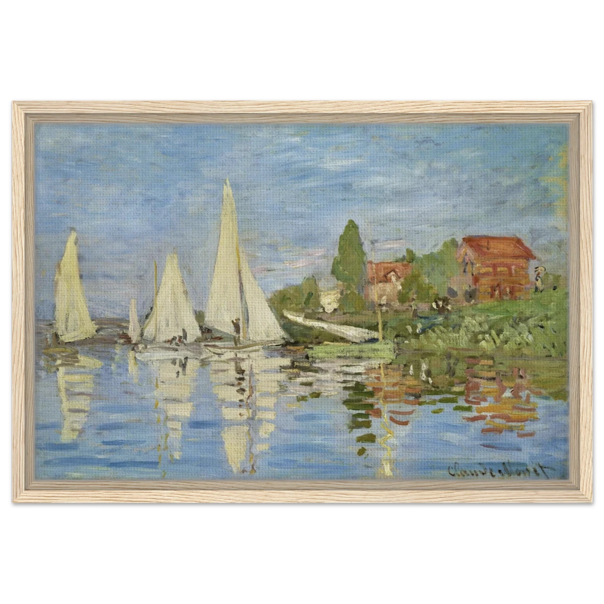 Regattas at Argenteuil – By Claude Monet | Wall art Print - Framed Canvas - 40x60 cm / 16x24″ - Wood frame