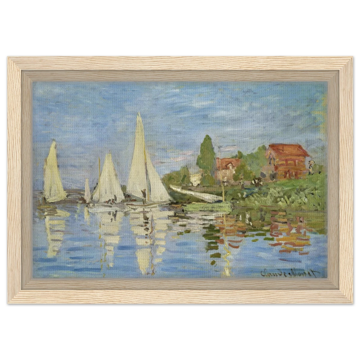 Regattas at Argenteuil – By Claude Monet | Wall art Print - Framed Canvas - 20x30 cm / 8x12″ - Wood frame
