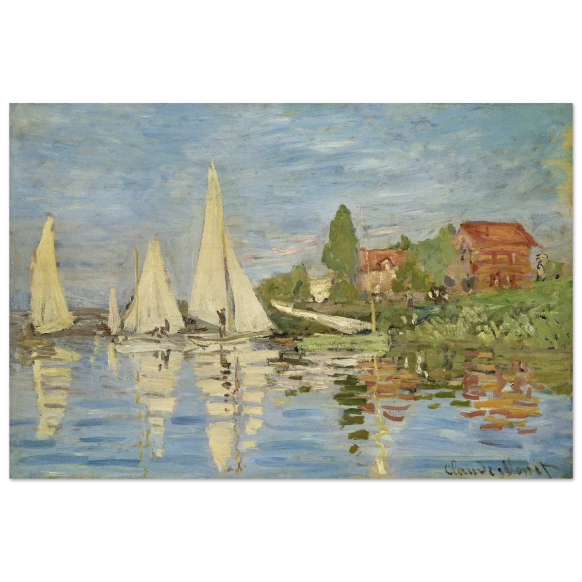 Regattas at Argenteuil – By Claude Monet | Wall art Print - Wood Prints - 50x75 cm / 20x30″ -