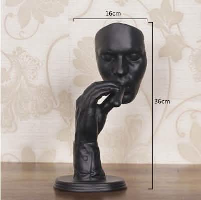 Retro Abstract Resin Sculpture – Meditating Man with Cigar Figurine - Black -