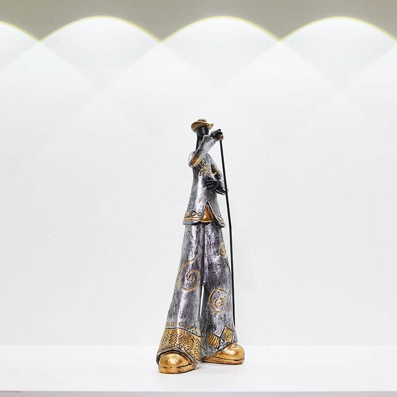 Retro Band Musician Sculptures – Resin Jazz Band Ornaments for Home & Office Décor - The Singer -