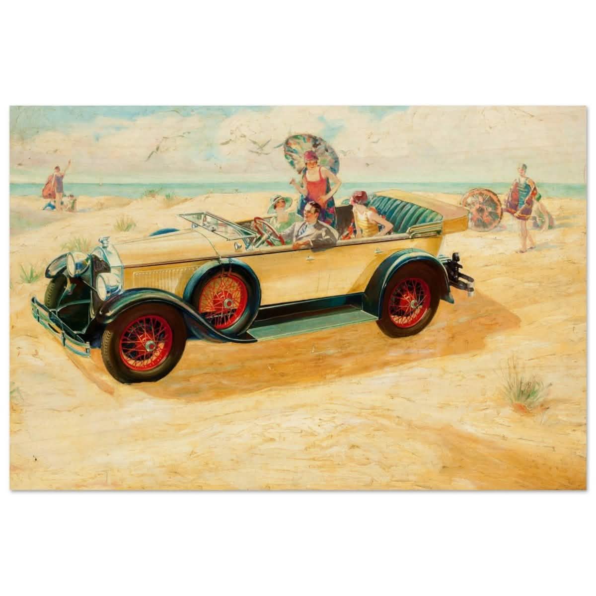 Retro Beach Getaway | Vintage Pop Art wall art print - Wood Prints - 50x75 cm / 20x30″ -