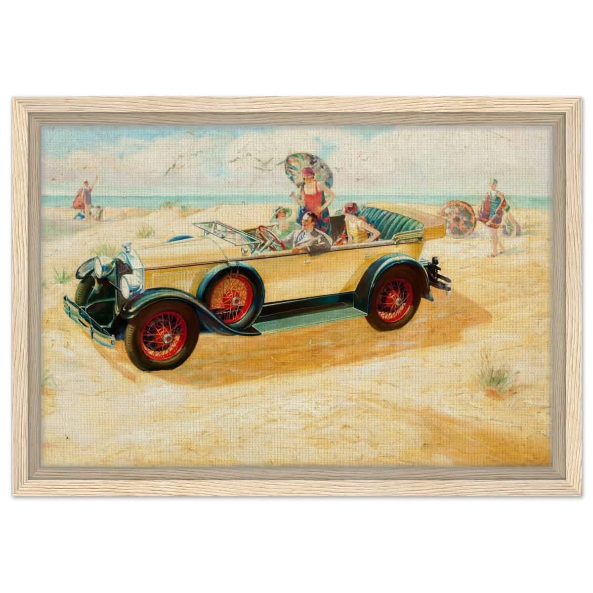 Retro Beach Getaway | Vintage Pop Art wall art print - Framed Canvas - 30x45 cm / 12x18″ - Wood frame