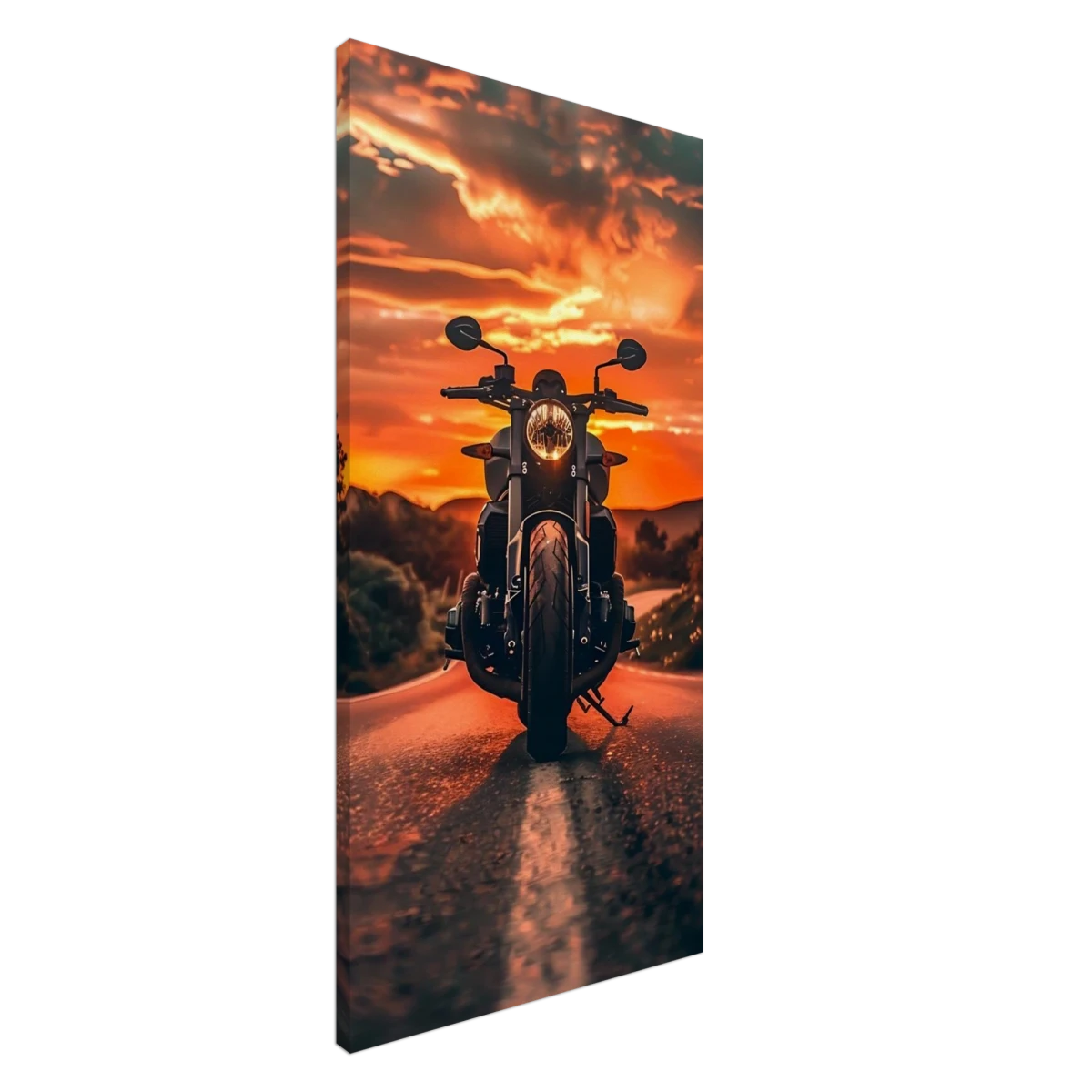 Ride Into the Sunset" | Motorcycle Canvas Print (50x100cm) 🏍️🔥 -