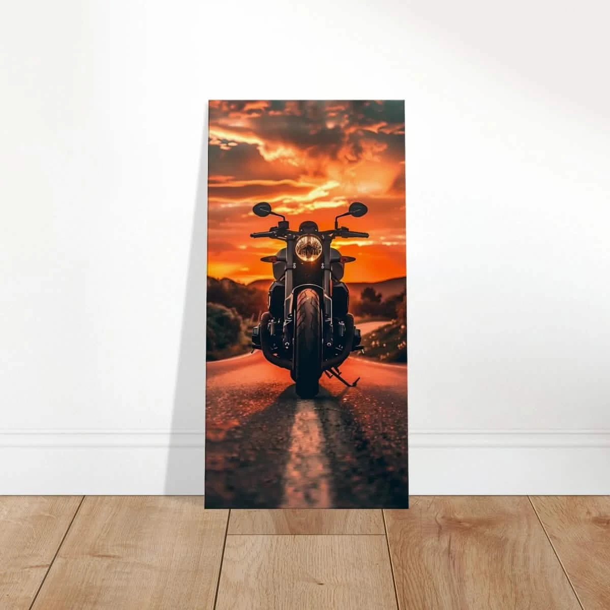 Ride Into the Sunset" | Motorcycle Canvas Print (50x100cm) 🏍️🔥 -