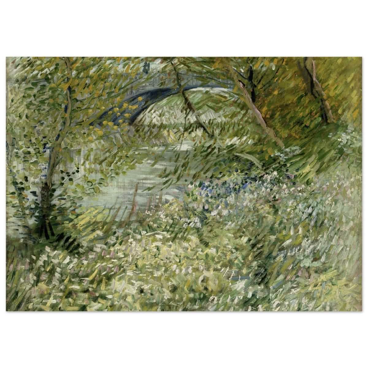 River Bank in Springtime by Vincent van Gogh | Vintage Nature Art wall art print - Wood Prints - 50x70 cm / 20x28″ -