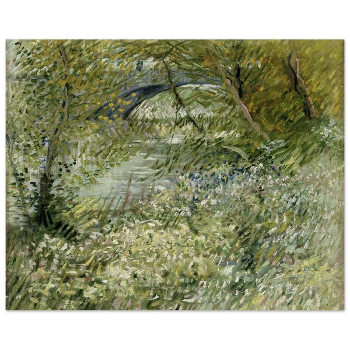 River Bank in Springtime by Vincent van Gogh | Vintage Nature Art wall art print - Wood Prints - 40x50 cm / 16x20″ -