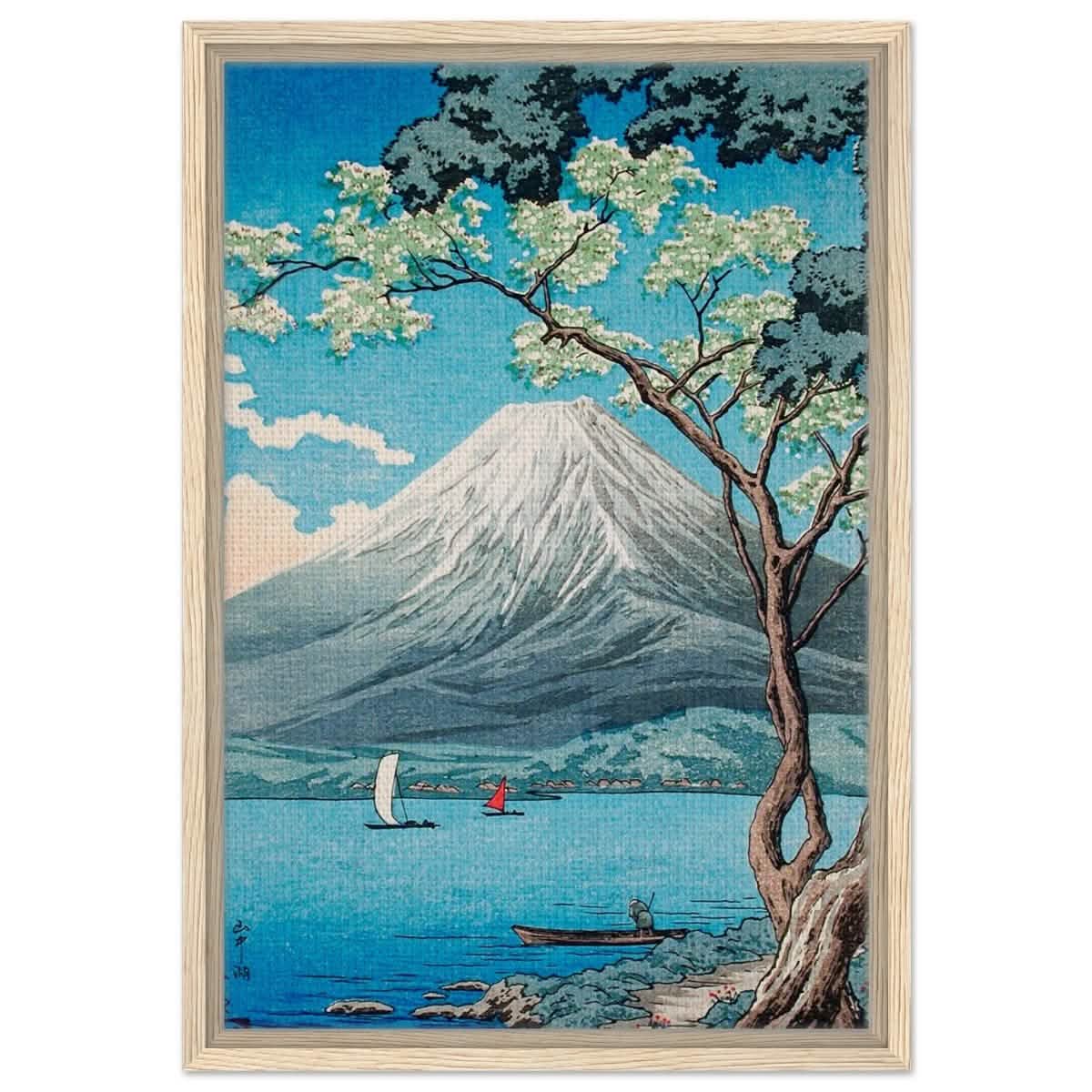 Riverside Serenity | Traditional Japanese Landscape Art | wall art print - Framed Canvas - 40x60 cm / 16x24″ - Wood frame