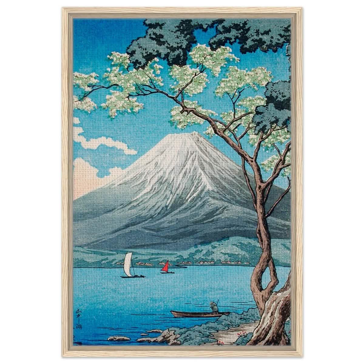 Riverside Serenity | Traditional Japanese Landscape Art | wall art print - Framed Canvas - 50x75 cm / 20x30″ - Wood frame
