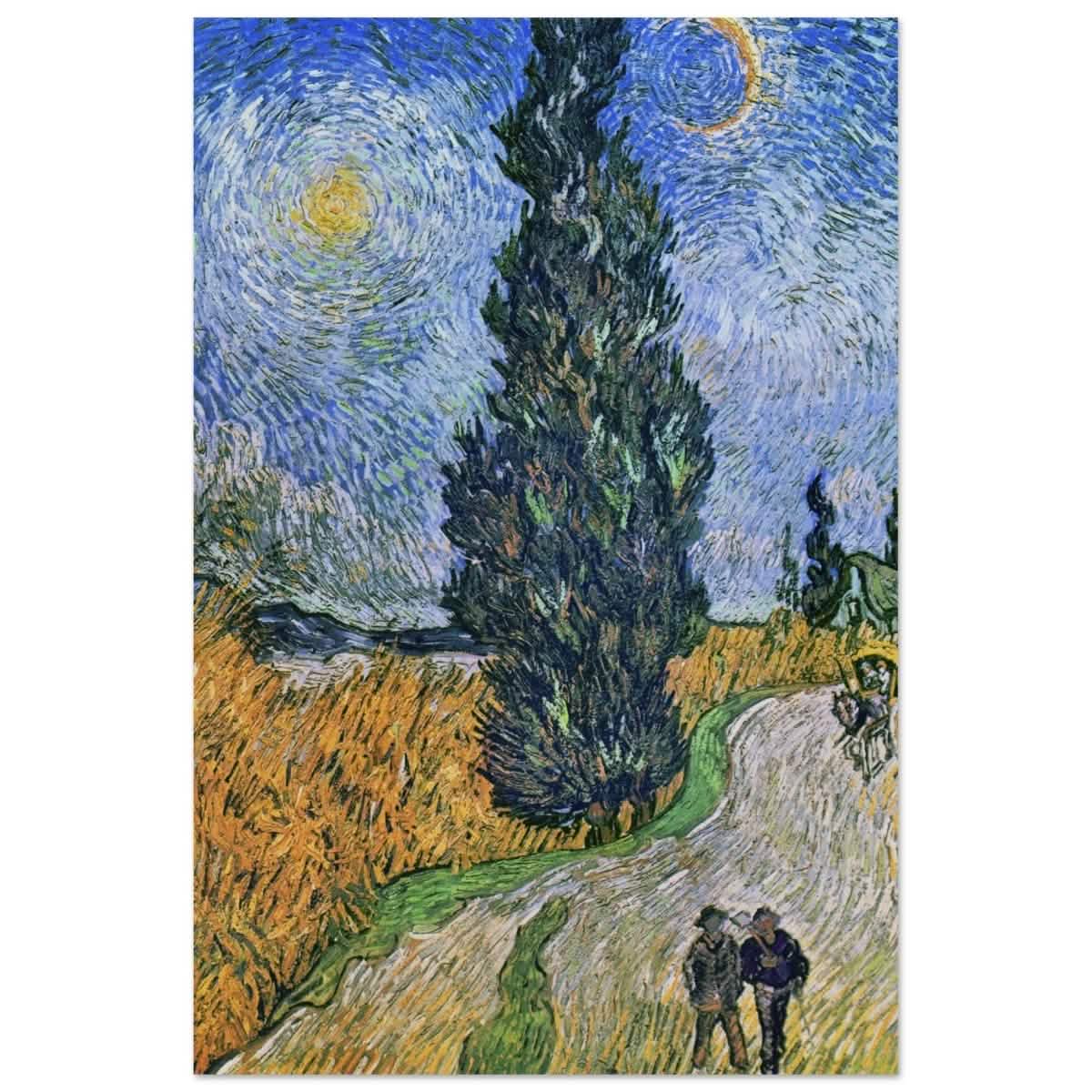 Road with Cypress and Star , 1890 by Vincent van Gogh | Vintage Art wall art print - Wood Prints - 30x45 cm / 12x18″ -