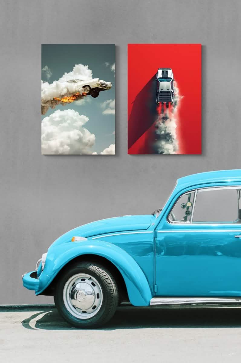 Rocket Ride | Vintage Car Art Duo Canvas & Framed Canvas Print set - Canvas - 30X45 CM / 12X18″ -