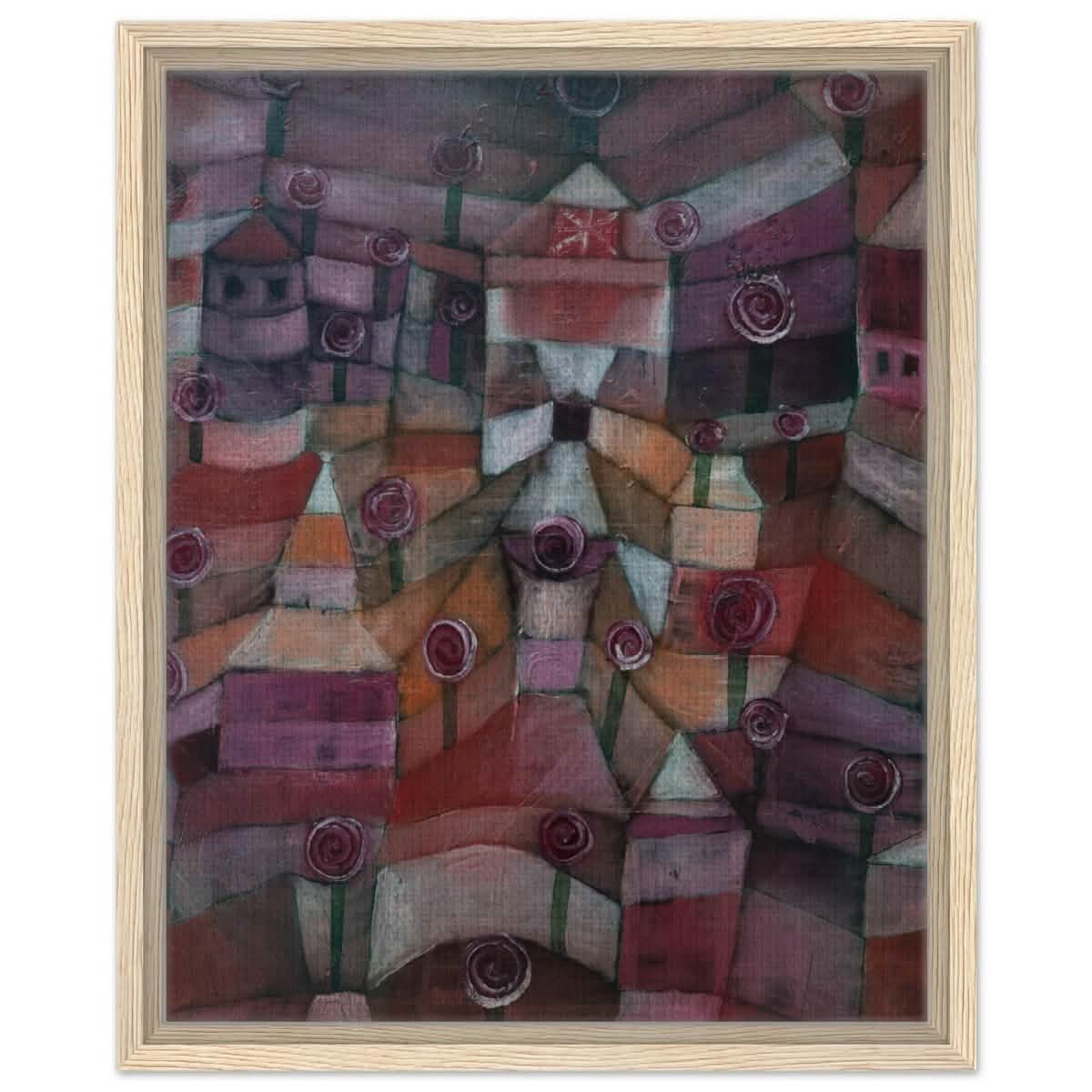 Rose garden (1920) by Paul Klee | Vintage wall art print - Framed Canvas - 40x50 cm / 16x20″ - Wood frame