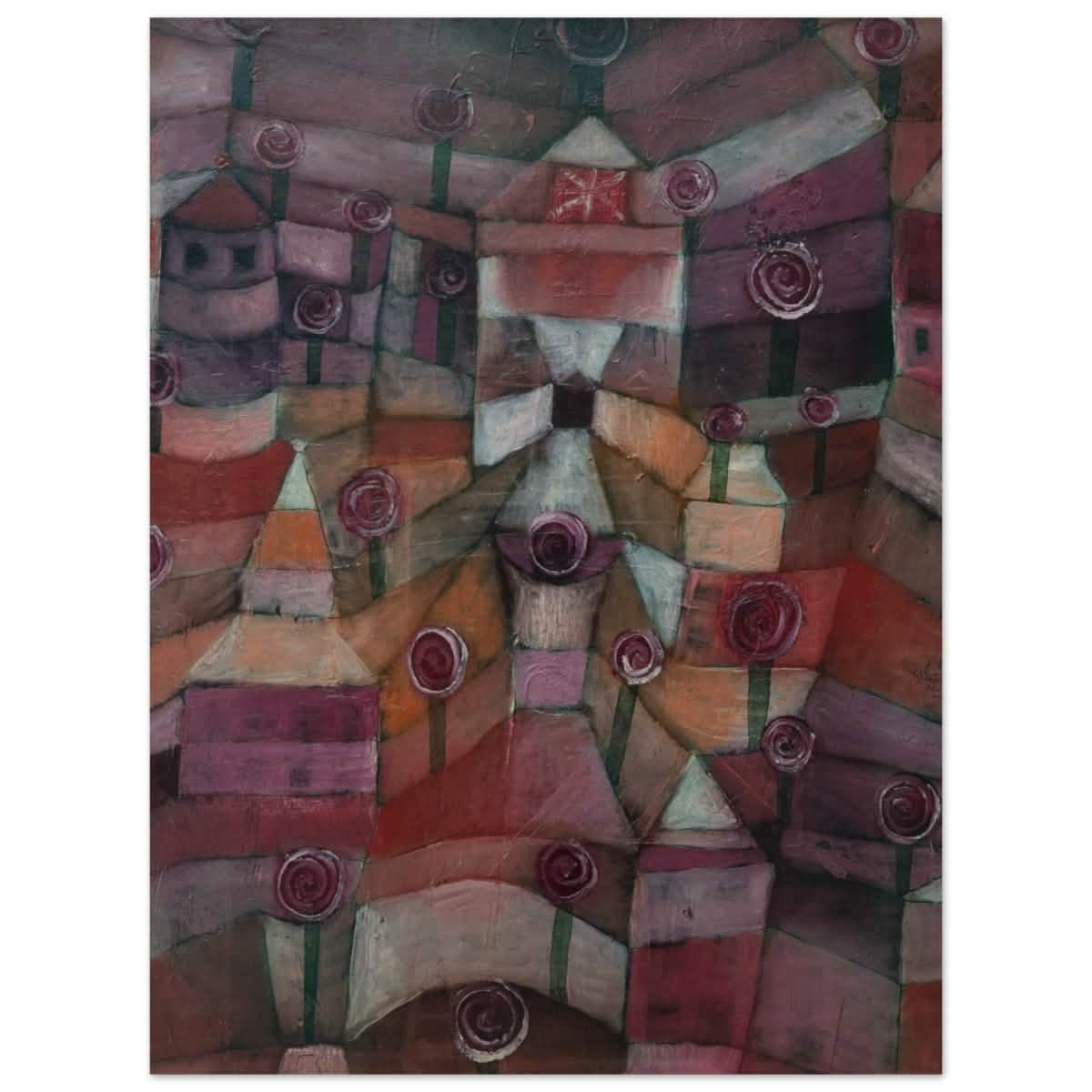 Rose garden (1920) by Paul Klee | Vintage wall art print - Wood Prints - 60x80 cm / 24x32″ -