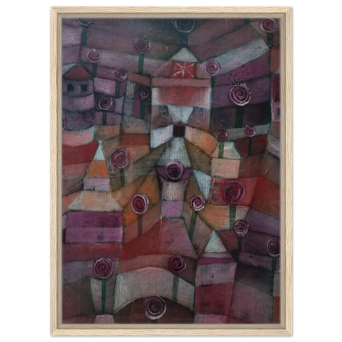 Rose garden (1920) by Paul Klee | Vintage wall art print - Framed Canvas - 50x70 cm / 20x28″ - Wood frame