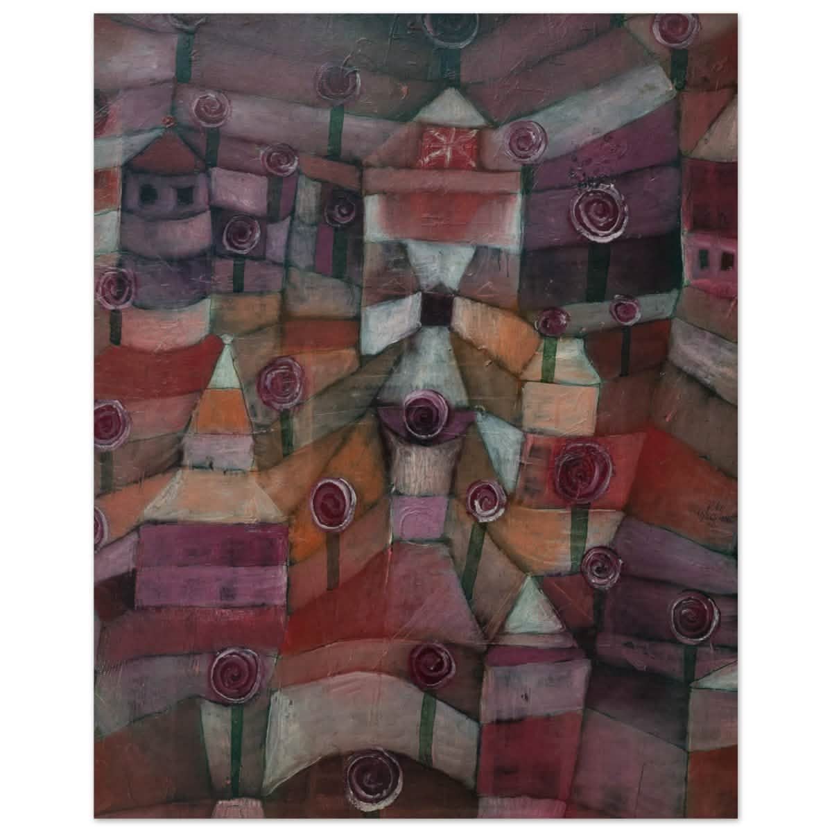 Rose garden (1920) by Paul Klee | Vintage wall art print - Wood Prints - 40x50 cm / 16x20″ -