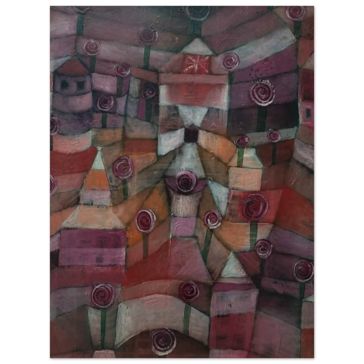 Rose garden (1920) by Paul Klee | Vintage wall art print - Wood Prints - 30x40 cm / 12x16″ -
