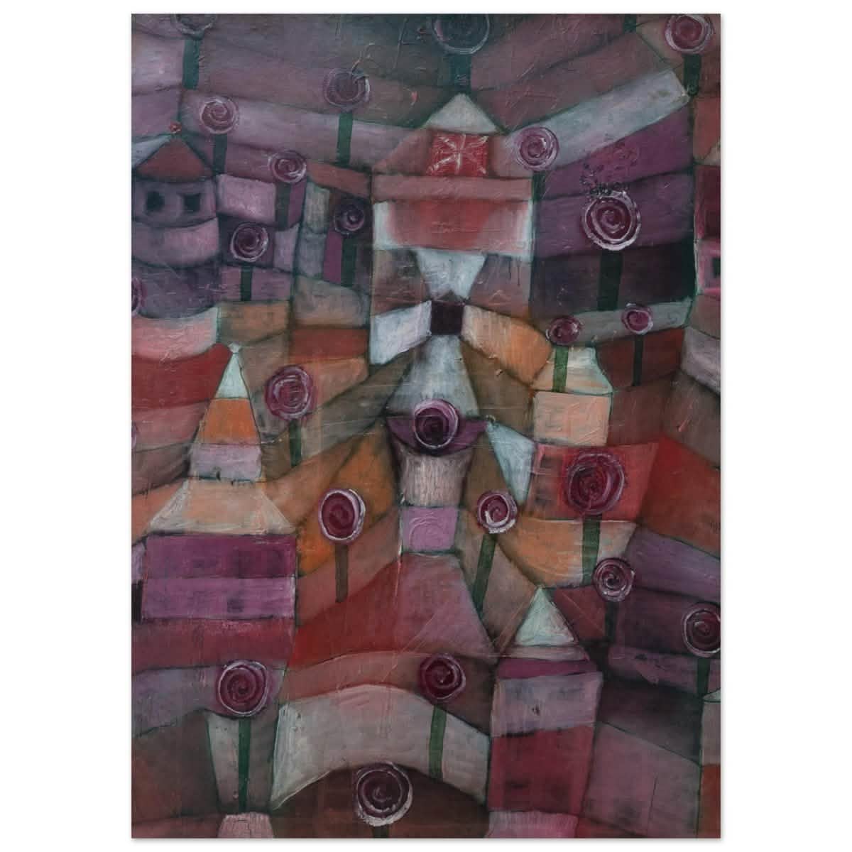 Rose garden (1920) by Paul Klee | Vintage wall art print - Aluminum Print - 50x70 cm / 20x28″ -
