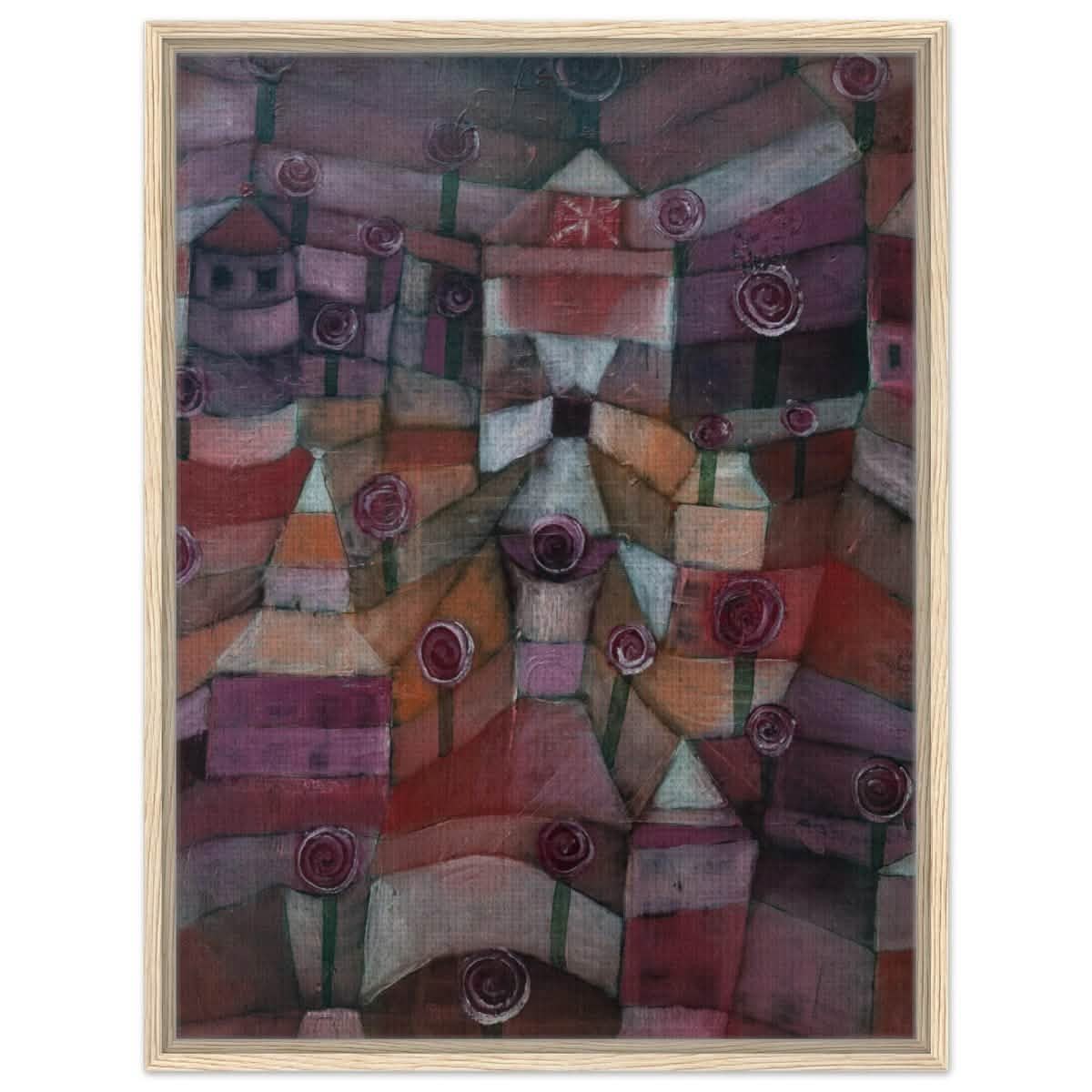 Rose garden (1920) by Paul Klee | Vintage wall art print - Framed Canvas - 60x80 cm / 24x32″ - Wood frame