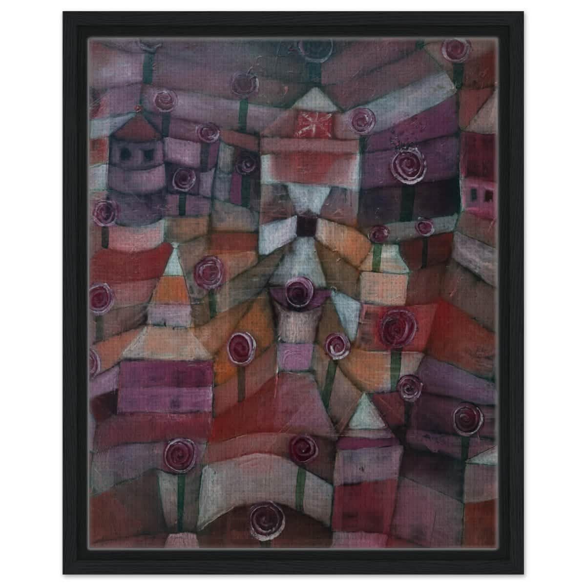 Rose garden (1920) by Paul Klee | Vintage wall art print - Framed Canvas - 40x50 cm / 16x20″ - Black frame