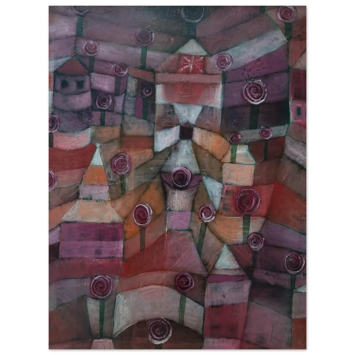 Rose garden (1920) by Paul Klee | Vintage wall art print - Aluminum Print - 60x80 cm / 24x32″ -