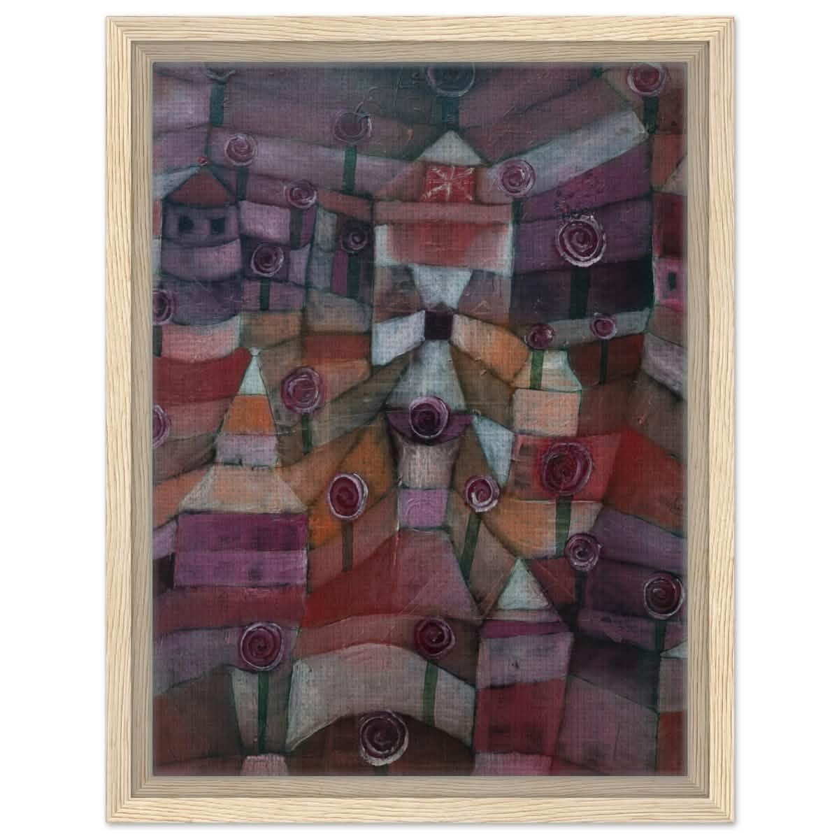 Rose garden (1920) by Paul Klee | Vintage wall art print - Framed Canvas - 30x40 cm / 12x16″ - Wood frame