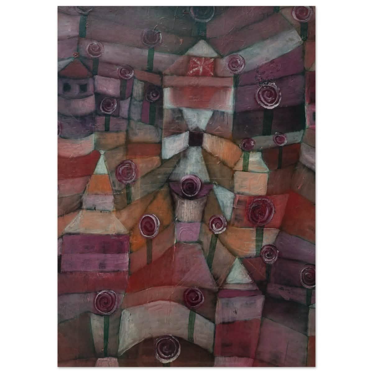 Rose garden (1920) by Paul Klee | Vintage wall art print - Wood Prints - 50x70 cm / 20x28″ -